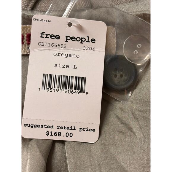 Free People Oversized Double Breasted Wool Blend Coat Oregano Size Large NWT - Picture 5 of 5